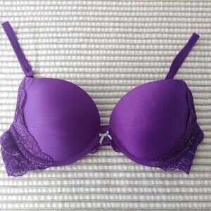 Victoria's Secret Dream Angels Lace Purple Demi Bra Push Up Size 36C